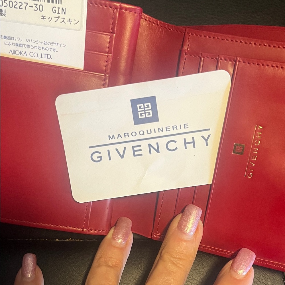 Givenchy Red Leather Envelope Clutch with Gold Emblem - Picture 10 of 12